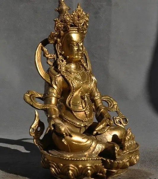 Free Shipping 21cm old Tibetan Buddhism brass mouse Yellow Jambhala wealth God Buddha statue