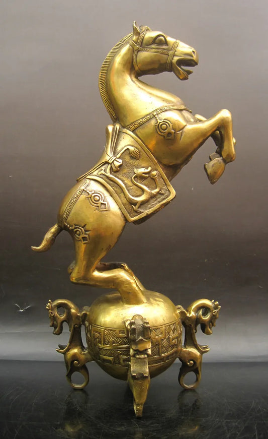 Free Shipping 25cm wholesale bronze factory Horse events decoration crafts decoration bronze factory Pure Brass statue gift