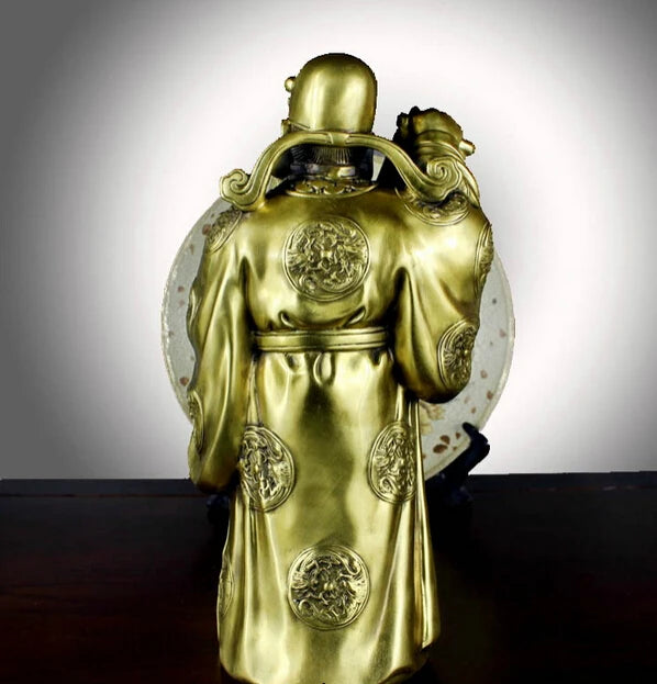 Free Shipping 30CM Chinese Folk Feng Shui Brass Copper God of Wealth Mammon Yuan Bao Buddha Statue