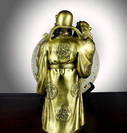 Free Shipping 30CM Chinese Folk Feng Shui Brass Copper God of Wealth Mammon Yuan Bao Buddha Statue