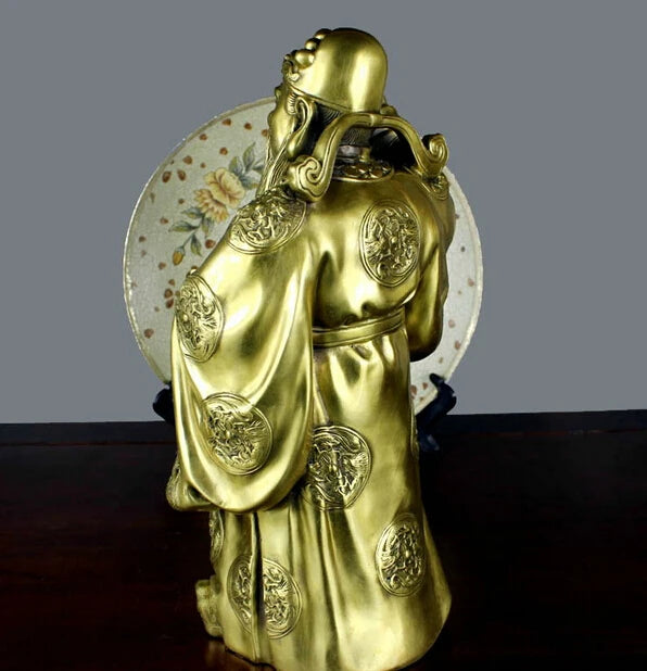 Free Shipping 30CM Chinese Folk Feng Shui Brass Copper God of Wealth Mammon Yuan Bao Buddha Statue