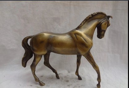 Free Shipping  Chinese Bronze Carved Animal Steed Year Zodiac Tang Running Horse Statue 27cm
