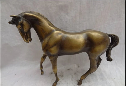 Free Shipping  Chinese Bronze Carved Animal Steed Year Zodiac Tang Running Horse Statue 27cm