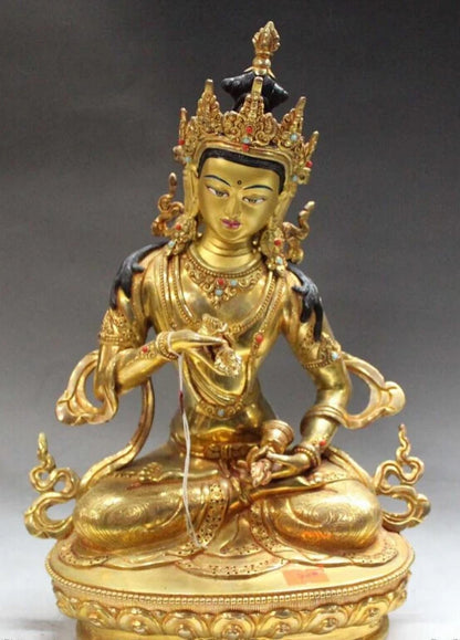 Free Shipping  Tibet Buddhism Bronze 24K Gold Vajradhara Vajrabhairava Goddess Buddha Statue