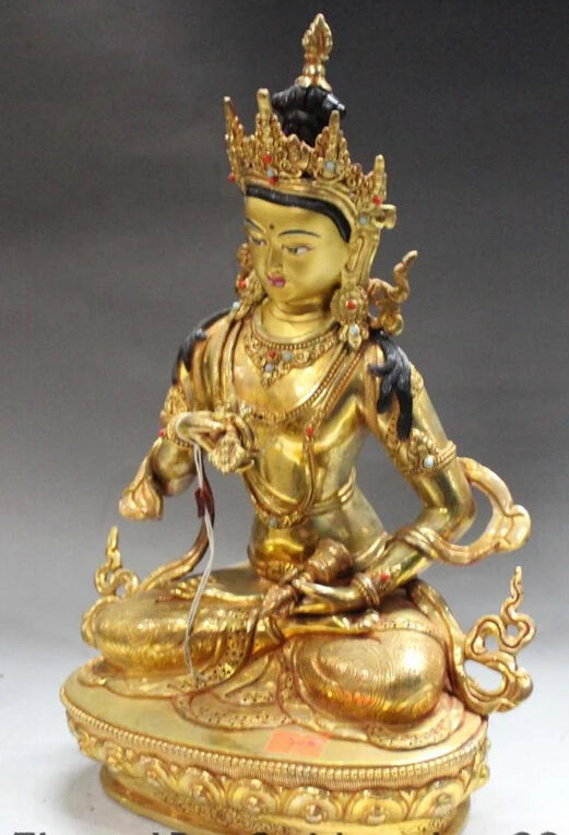 Free Shipping  Tibet Buddhism Bronze 24K Gold Vajradhara Vajrabhairava Goddess Buddha Statue