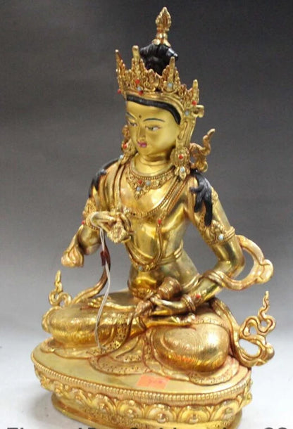 Free Shipping  Tibet Buddhism Bronze 24K Gold Vajradhara Vajrabhairava Goddess Buddha Statue