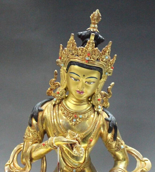 Free Shipping  Tibet Buddhism Bronze 24K Gold Vajradhara Vajrabhairava Goddess Buddha Statue
