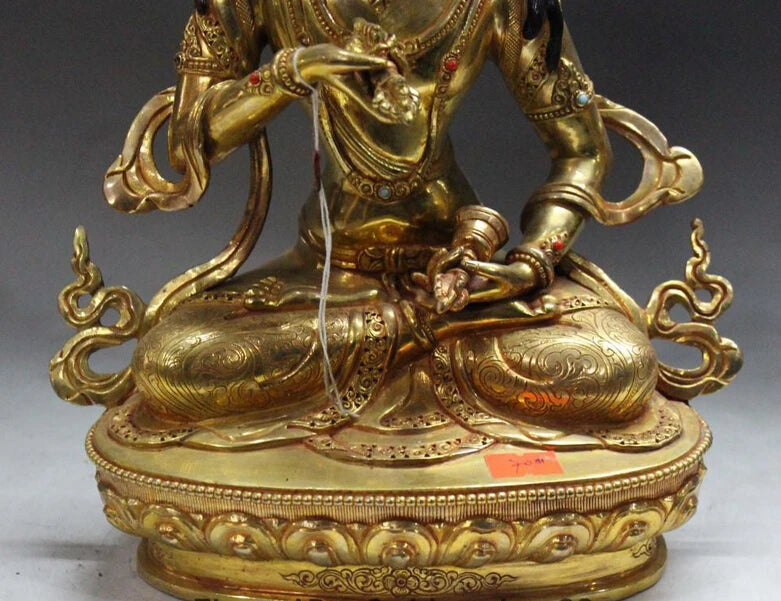Free Shipping  Tibet Buddhism Bronze 24K Gold Vajradhara Vajrabhairava Goddess Buddha Statue