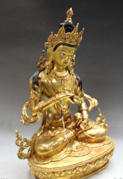 Free Shipping  Tibet Buddhism Bronze 24K Gold Vajradhara Vajrabhairava Goddess Buddha Statue