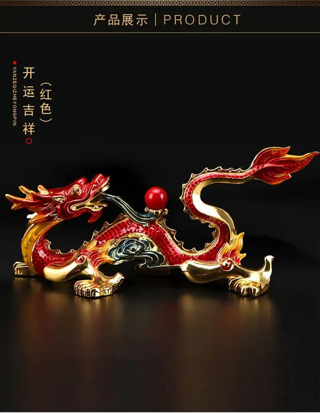 Free ship HOME OFFICE Company SHOP CAR Efficacious Money Drawing thriving business Lucky Royal Dragon FENG SHUI brass statue