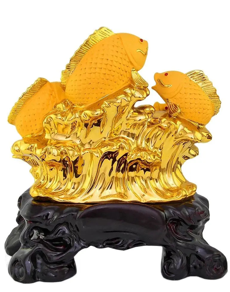 Free shipping Five carp set out attract luck fish resin gold cornucopia handicraft home decor feng shui fish statue decoration