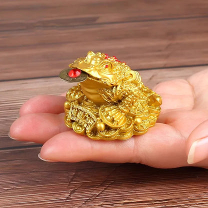 Free shipping Golden three-legged frog Feng shui good luck toad home decoration Chinese folk sculpture gift