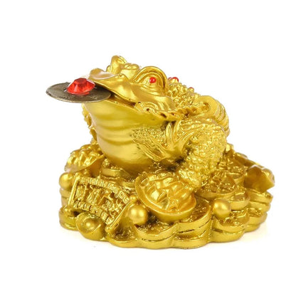 Free shipping Golden three-legged frog Feng shui good luck toad home decoration Chinese folk sculpture gift