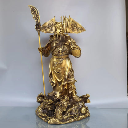 Free shipping Tibetan  Copper Nine Dragon Guan Gong Guan Yu warrior Buddha Statue