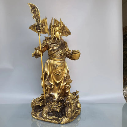 Free shipping Tibetan  Copper Nine Dragon Guan Gong Guan Yu warrior Buddha Statue