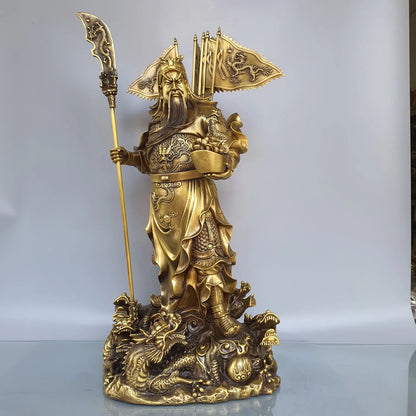 Free shipping Tibetan  Copper Nine Dragon Guan Gong Guan Yu warrior Buddha Statue