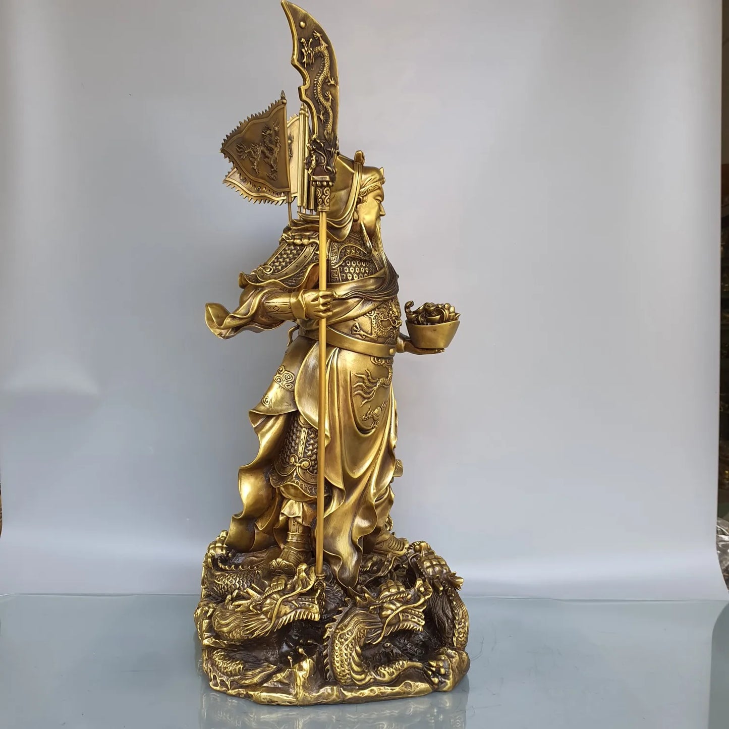 Free shipping Tibetan  Copper Nine Dragon Guan Gong Guan Yu warrior Buddha Statue