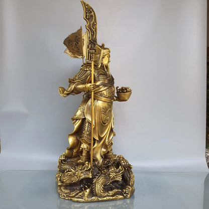 Free shipping Tibetan  Copper Nine Dragon Guan Gong Guan Yu warrior Buddha Statue