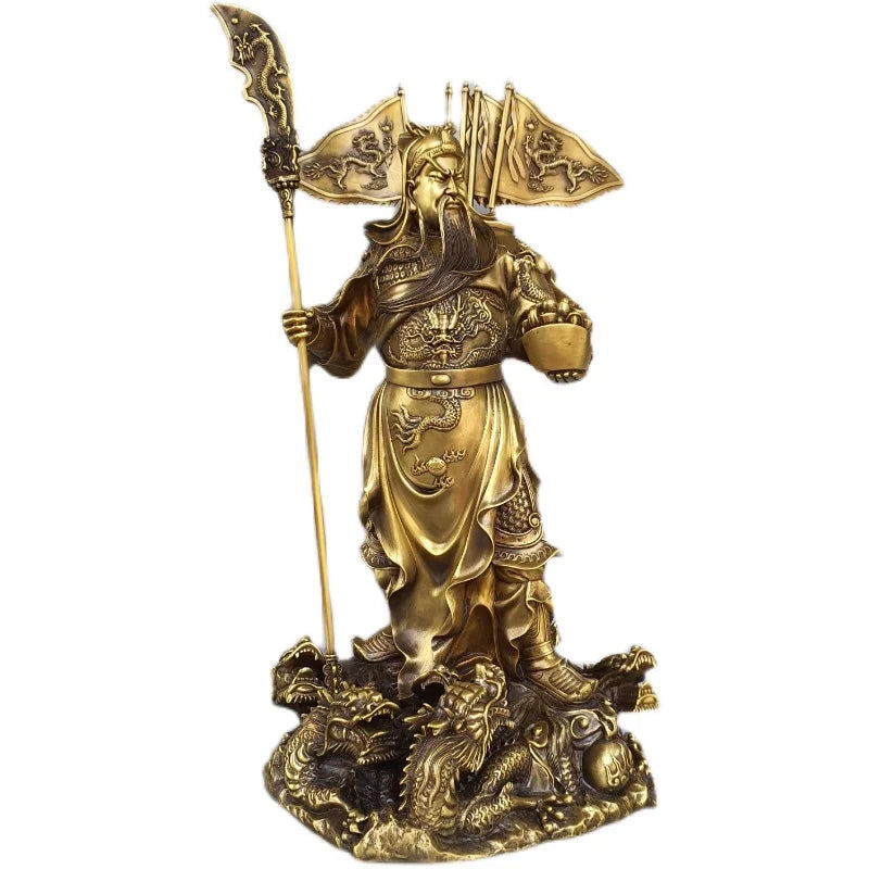 Free shipping Tibetan  Copper Nine Dragon Guan Gong Guan Yu warrior Buddha Statue