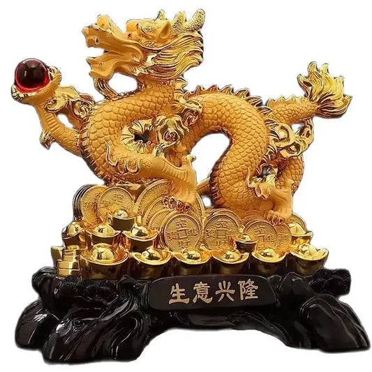 Free shipping Zodiac dragon ornament Resin dragon bead handicraft furnishing articles Prosperous home decoration mascot statue