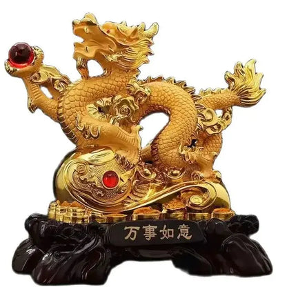 Free shipping Zodiac dragon ornament Resin dragon bead handicraft furnishing articles Prosperous home decoration mascot statue