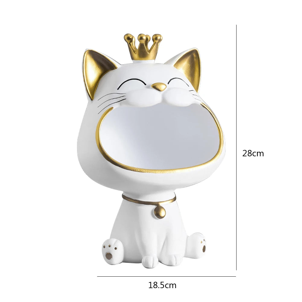 French Bulldog Sculpture Dog Statue Decorative Figurine Storage Metal Tray Coin Piggy Bank Entrance Key Snack Holder