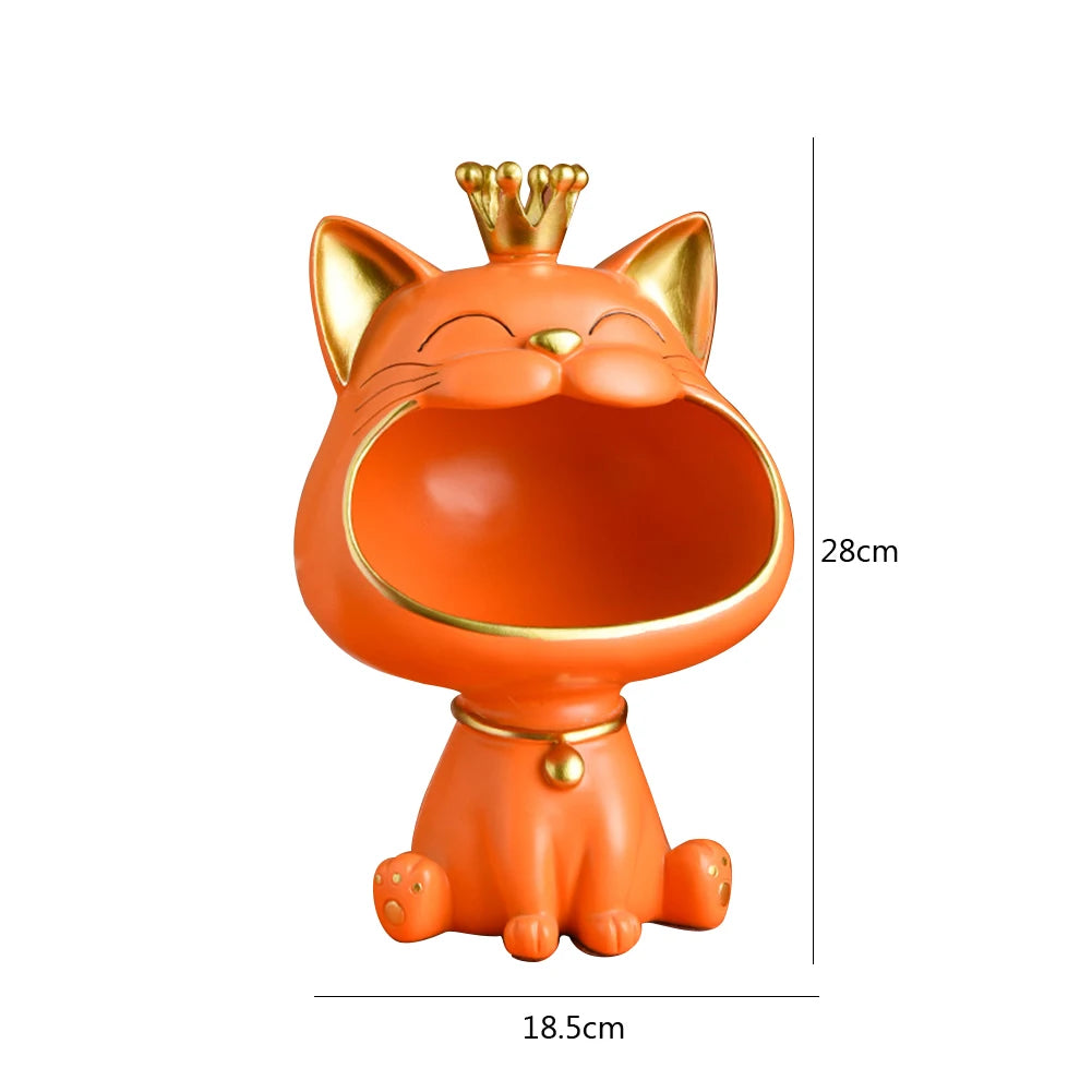 French Bulldog Sculpture Dog Statue Decorative Figurine Storage Metal Tray Coin Piggy Bank Entrance Key Snack Holder