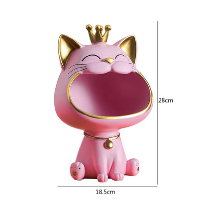 French Bulldog Sculpture Dog Statue Decorative Figurine Storage Metal Tray Coin Piggy Bank Entrance Key Snack Holder
