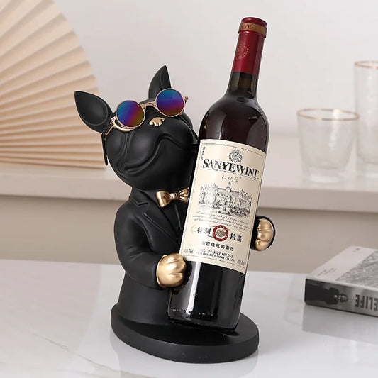 French Bulldog Sculpture Figurine Wine Rack Wine Bottle Holder Modern Living Room Decorative Statue Home Decoration Accessories