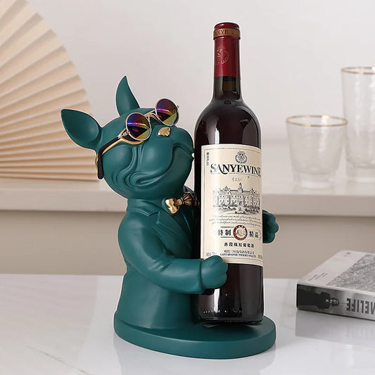 French Bulldog Sculpture Figurine Wine Rack Wine Bottle Holder Modern Living Room Decorative Statue Home Decoration Accessories