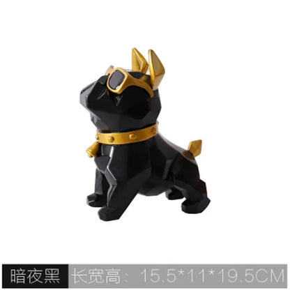 French Bulldog Statues Home Decor Geometry Cute Dog with Glasses Nordic Style Cabinet Ornaments Resin Crafts Christmas Gift