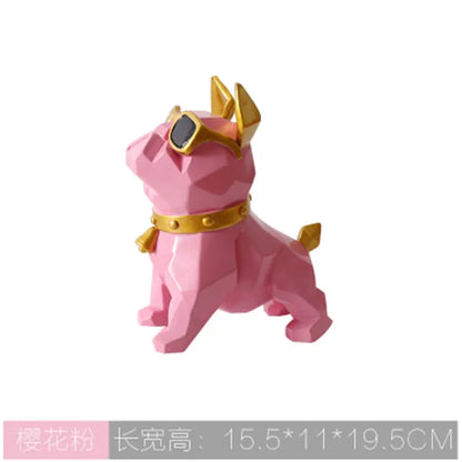 French Bulldog Statues Home Decor Geometry Cute Dog with Glasses Nordic Style Cabinet Ornaments Resin Crafts Christmas Gift