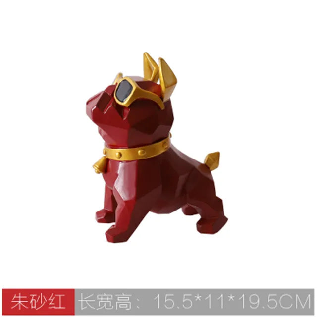 French Bulldog Statues Home Decor Geometry Cute Dog with Glasses Nordic Style Cabinet Ornaments Resin Crafts Christmas Gift