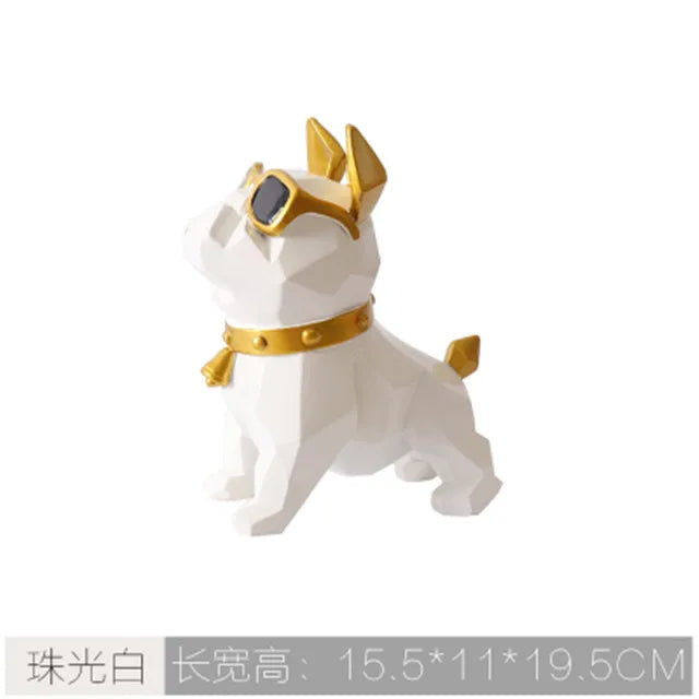 French Bulldog Statues Home Decor Geometry Cute Dog with Glasses Nordic Style Cabinet Ornaments Resin Crafts Christmas Gift