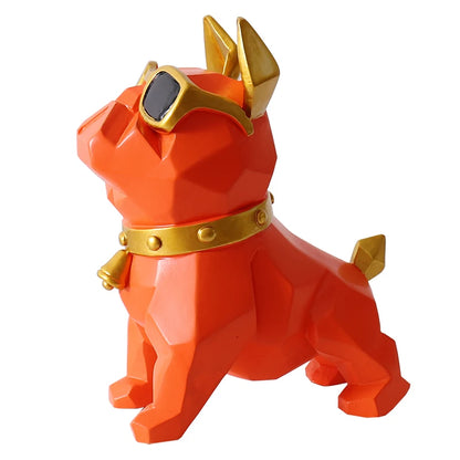 French Bulldog Statues Home Decor Geometry Cute Dog with Glasses Nordic Style Cabinet Ornaments Resin Crafts Christmas Gift