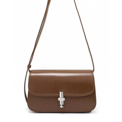 French Style Commuter Elegant Crossbody Small Square Bag Luxury Genuine Leather Underarm Shoulder Bags Classic Solid Bolsos
