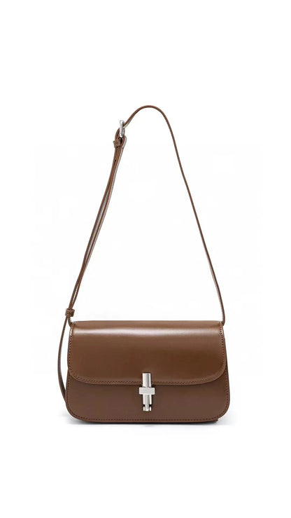 French Style Commuter Elegant Crossbody Small Square Bag Luxury Genuine Leather Underarm Shoulder Bags Classic Solid Bolsos