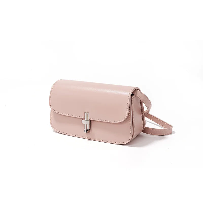 French Style Commuter Elegant Crossbody Small Square Bag Luxury Genuine Leather Underarm Shoulder Bags Classic Solid Bolsos