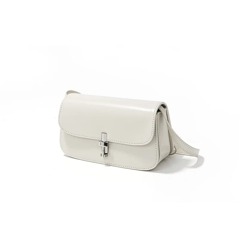 French Style Commuter Elegant Crossbody Small Square Bag Luxury Genuine Leather Underarm Shoulder Bags Classic Solid Bolsos