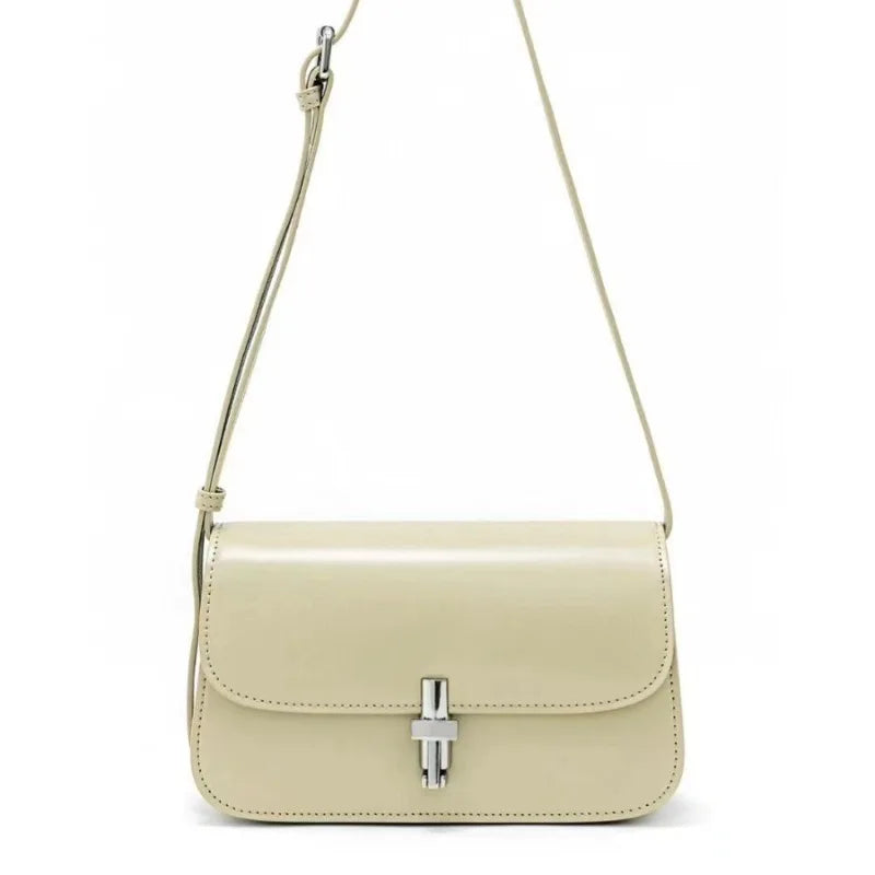 French Style Commuter Elegant Crossbody Small Square Bag Luxury Genuine Leather Underarm Shoulder Bags Classic Solid Bolsos