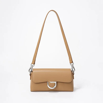 French Style Elegant Genuine Leather Shoulder Bag Women Solid Color Simple All-match Designer Crossbody Handbags Luxury Bolsas