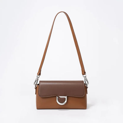 French Style Elegant Genuine Leather Shoulder Bag Women Solid Color Simple All-match Designer Crossbody Handbags Luxury Bolsas