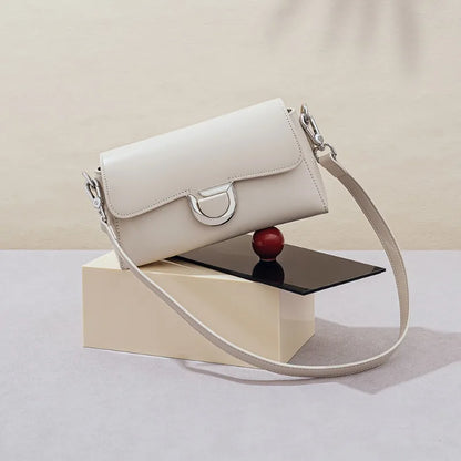 French Style Elegant Genuine Leather Shoulder Bag Women Solid Color Simple All-match Designer Crossbody Handbags Luxury Bolsas