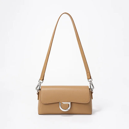 French Style Elegant Genuine Leather Shoulder Bag Women Solid Color Simple All-match Designer Crossbody Handbags Luxury Bolsas