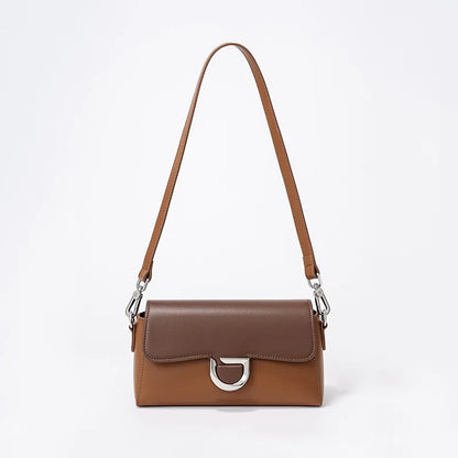 French Style Elegant Genuine Leather Shoulder Bag Women Solid Color Simple All-match Designer Crossbody Handbags Luxury Bolsas