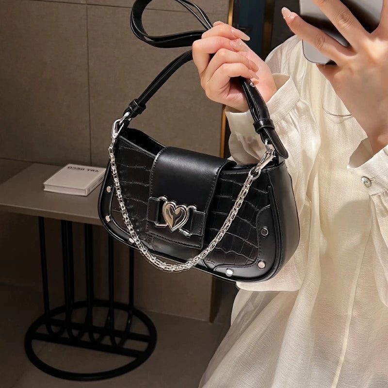 French Style Niche Chain Underarm Bag 2024 New Small Square Bag Fashion Casual Commuter All-match Handbags Female Purses Clutch