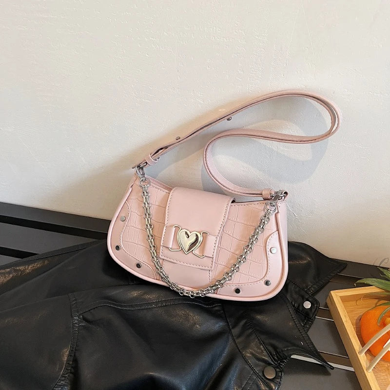 French Style Niche Chain Underarm Bag 2024 New Small Square Bag Fashion Casual Commuter All-match Handbags Female Purses Clutch