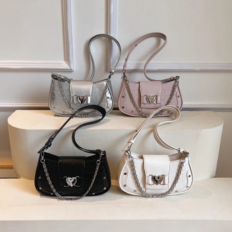 French Style Niche Chain Underarm Bag 2024 New Small Square Bag Fashion Casual Commuter All-match Handbags Female Purses Clutch