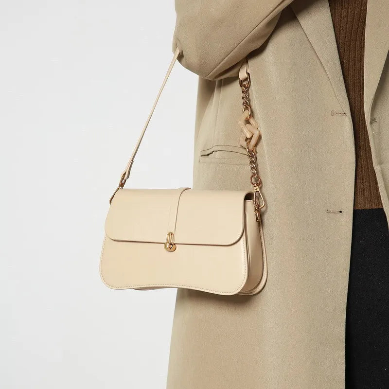 French Style Niche Designer Commuter Underarm Bag Solid All-match Elegant Simple Handbags Female 2024 New Chain Pouch Bolsas
