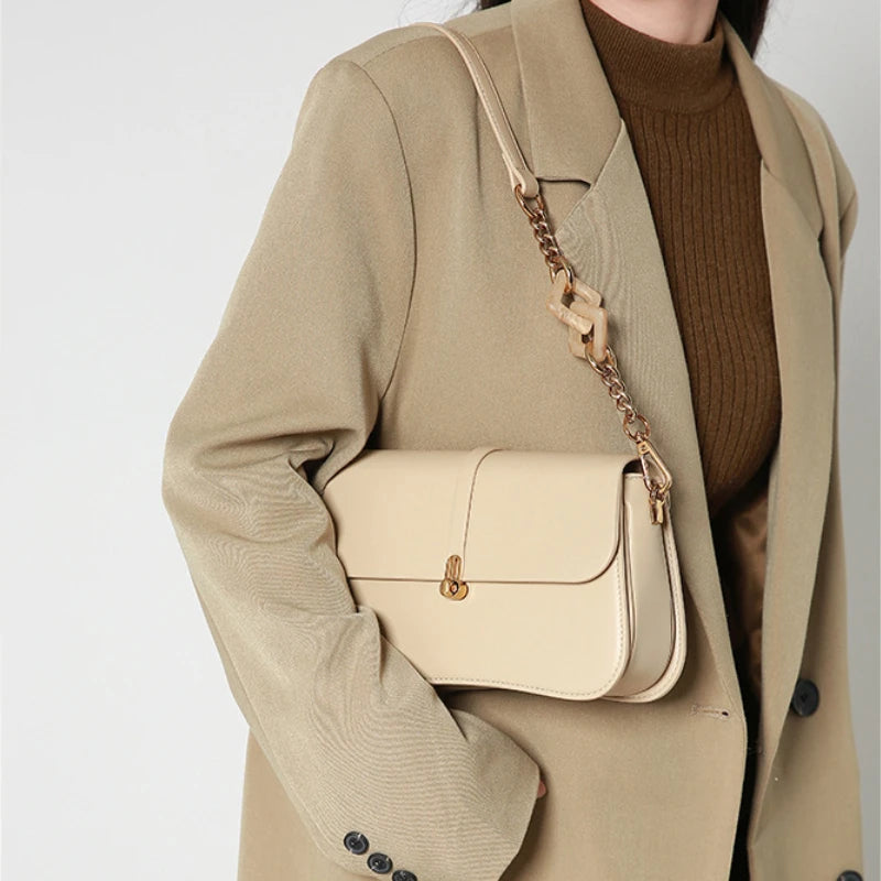 French Style Niche Designer Commuter Underarm Bag Solid All-match Elegant Simple Handbags Female 2024 New Chain Pouch Bolsas